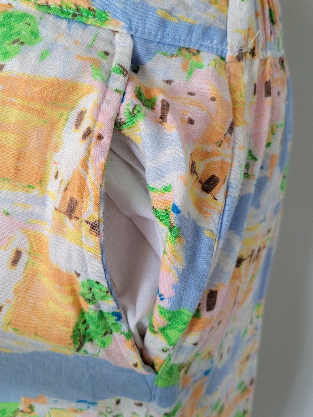 Cynthia Rowley Linen Blend Pastel Novelty Coastal Print Pockets Maxi Skirt Large - Picture 7 of 13